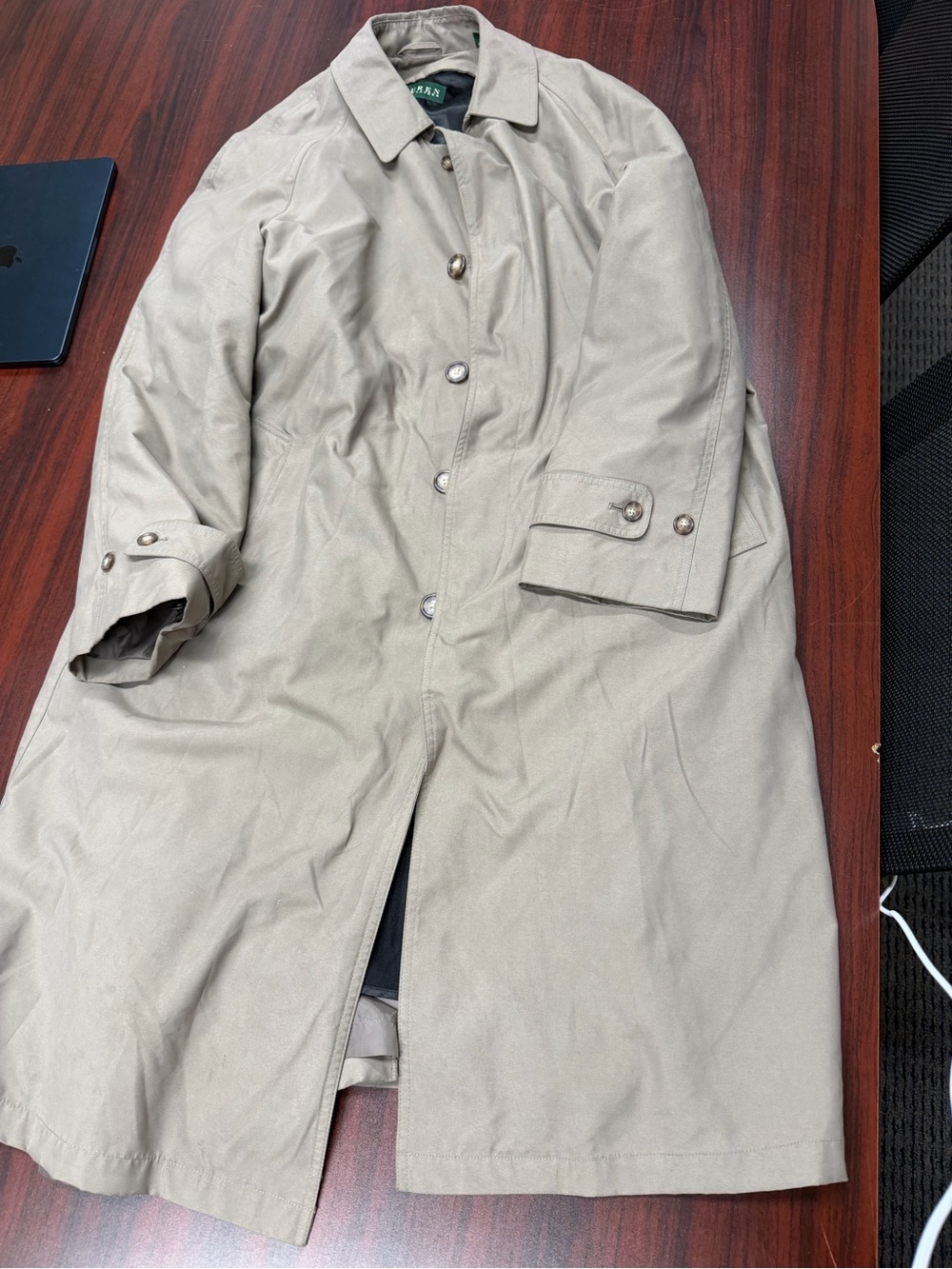 Ralph Lauren Beige Men's Trench Coat - Classic Button-Front Overcoat